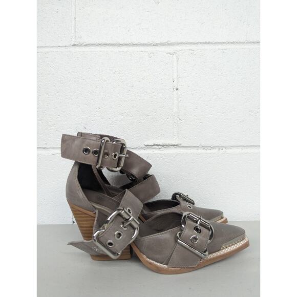 NEW Sz 5.5 Jeffrey Campbell Emilia Silver Buckles Cutout Heels hoes Pointed Toe - Picture 5 of 7